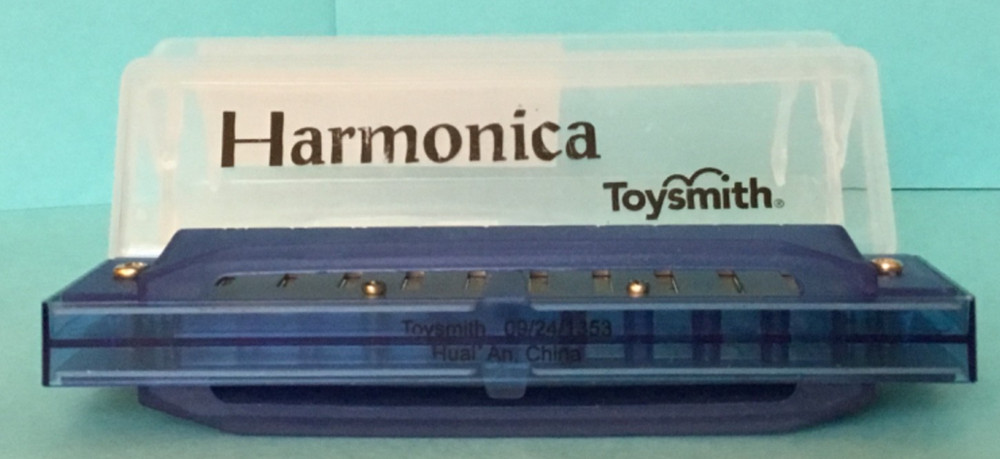 Toysmith Harmonica Translucent Blue in Clear Plastic Case
