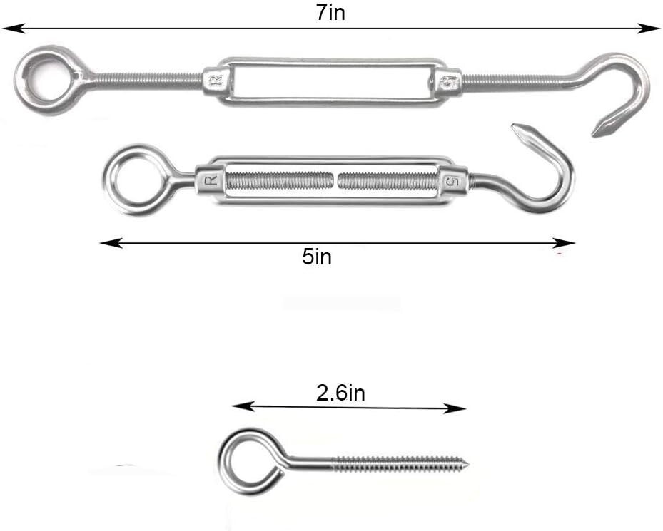Outdoor Turnbuckle Wire Tensioner Kit 1/16 Vinyl Coated 100Ft Stainless Steel
