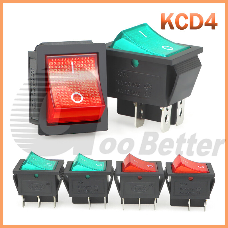 KCD4 Rectangular Rocker Switch Latching ON OFF 2 Position 4 Pin 6 Pin 250V 16A