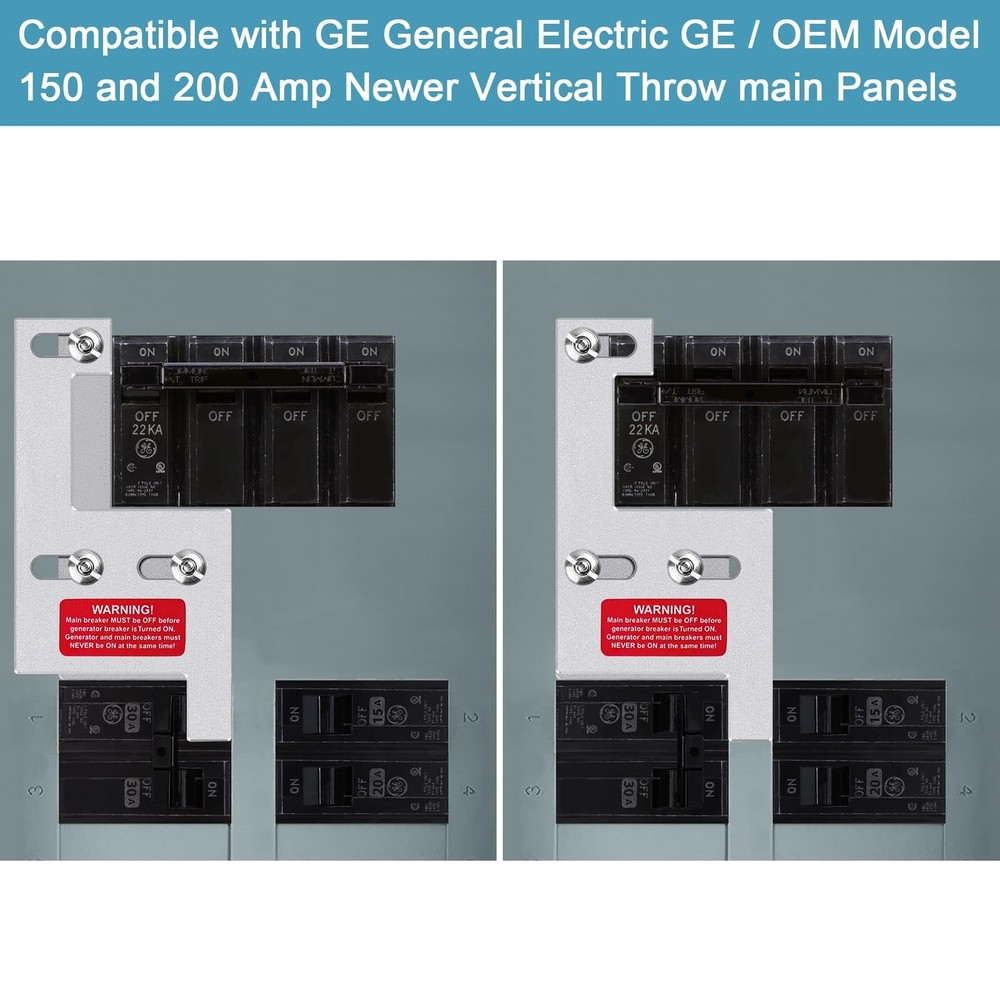 Generator Interlock Kit for GE General Electeric 200 Amp or 150 Amp Vertical ...