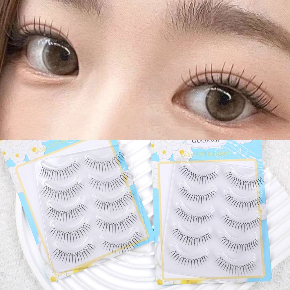 Natural Wispy Reusable U-shaped Lash Extension False Eyelashes Comic Eye 5Pai a