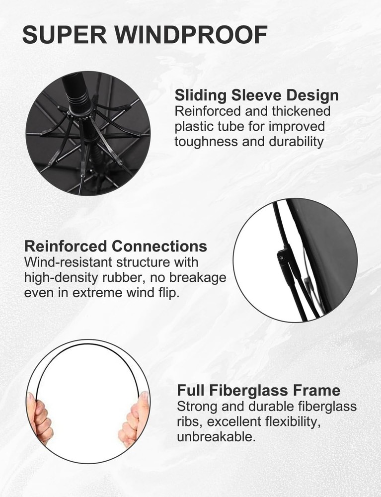Best Large Stick Umbrella Windproof Automatic Open 50 Inch with Hook Handle Over
