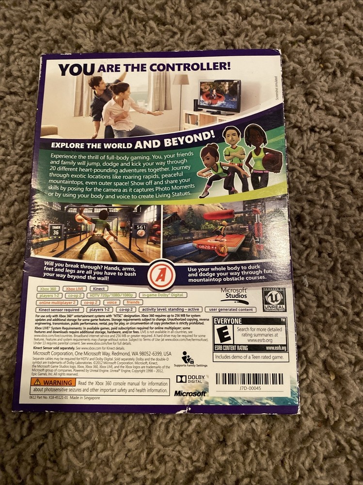 Kinect Sensor with Kinect Adventures Game Microsoft XBOX 360 Tested Works 4