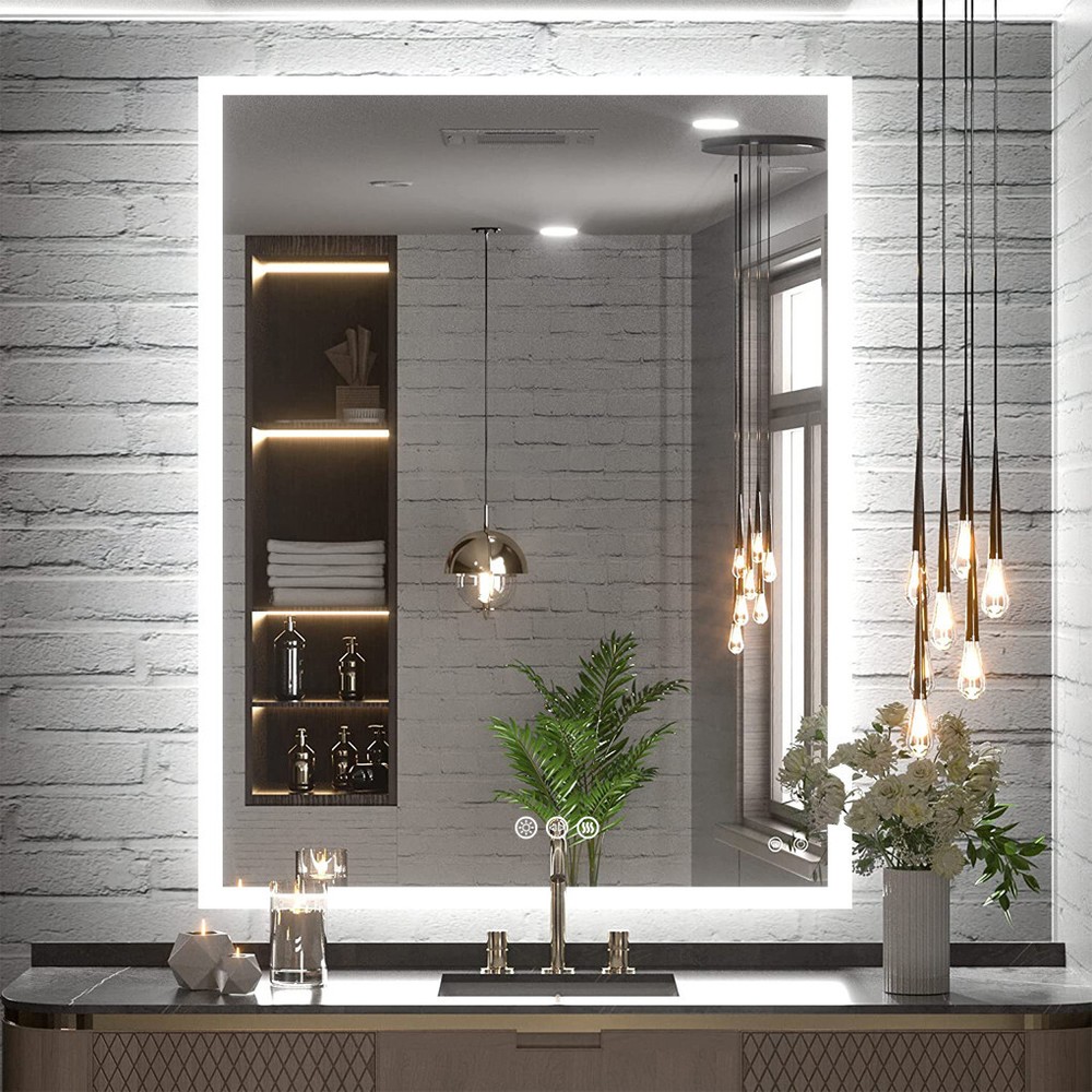 LED Bathroom Mirror Wall-Mounted Vanity Mirror Dimmable Anti-Fog Memory Function