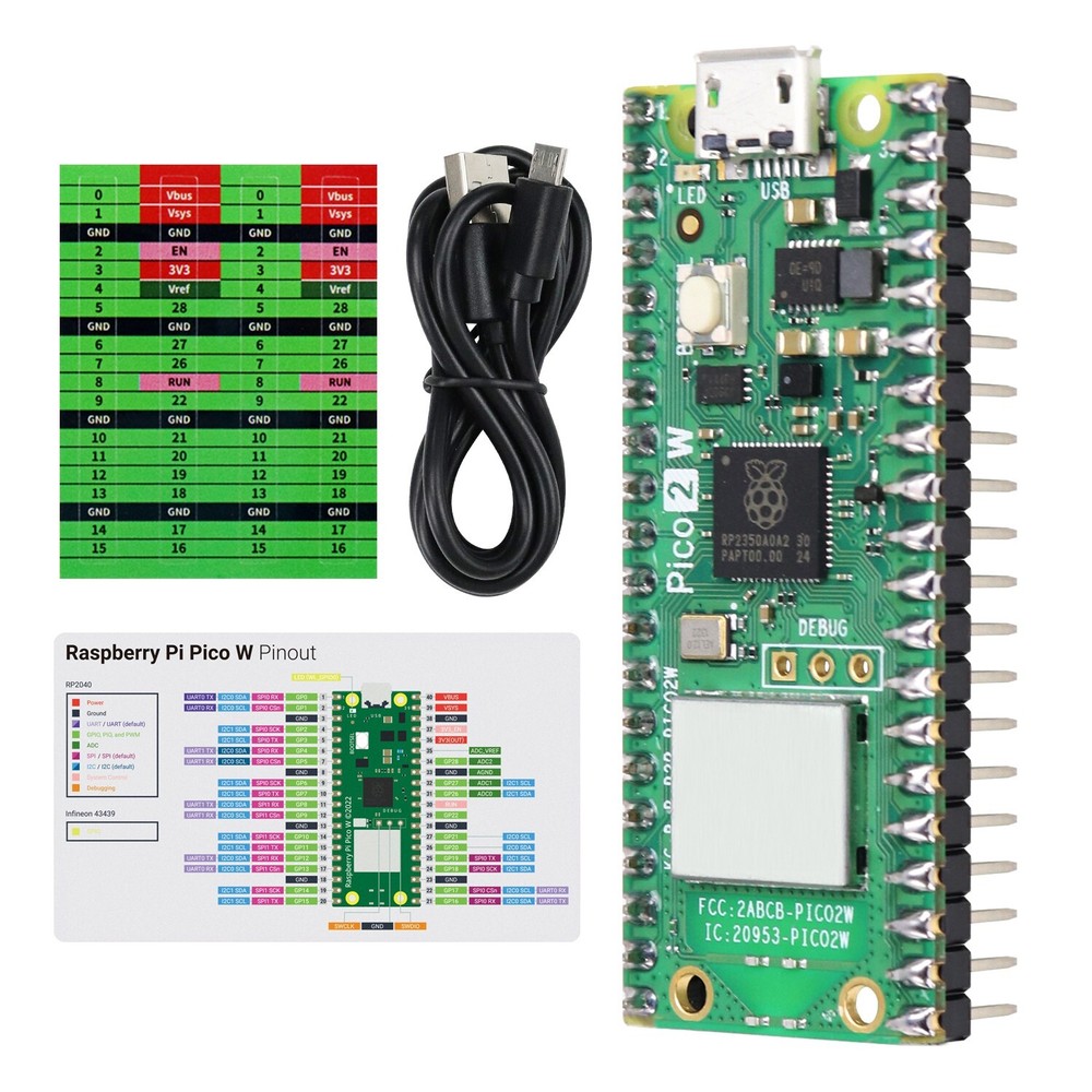 Freenove Raspberry Pi Pico 2 (W) Pre-Soldered Header Tutorial Example Projects