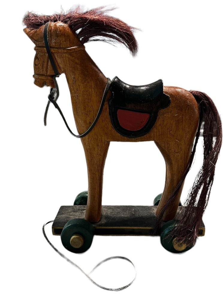 Vintage Horse On Wheels With Pull String