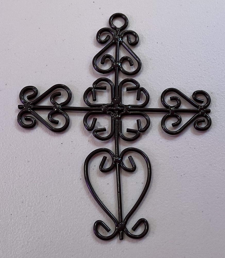 Cross Rustic Brown Metal Wall Decor Hanging 7x5.5"