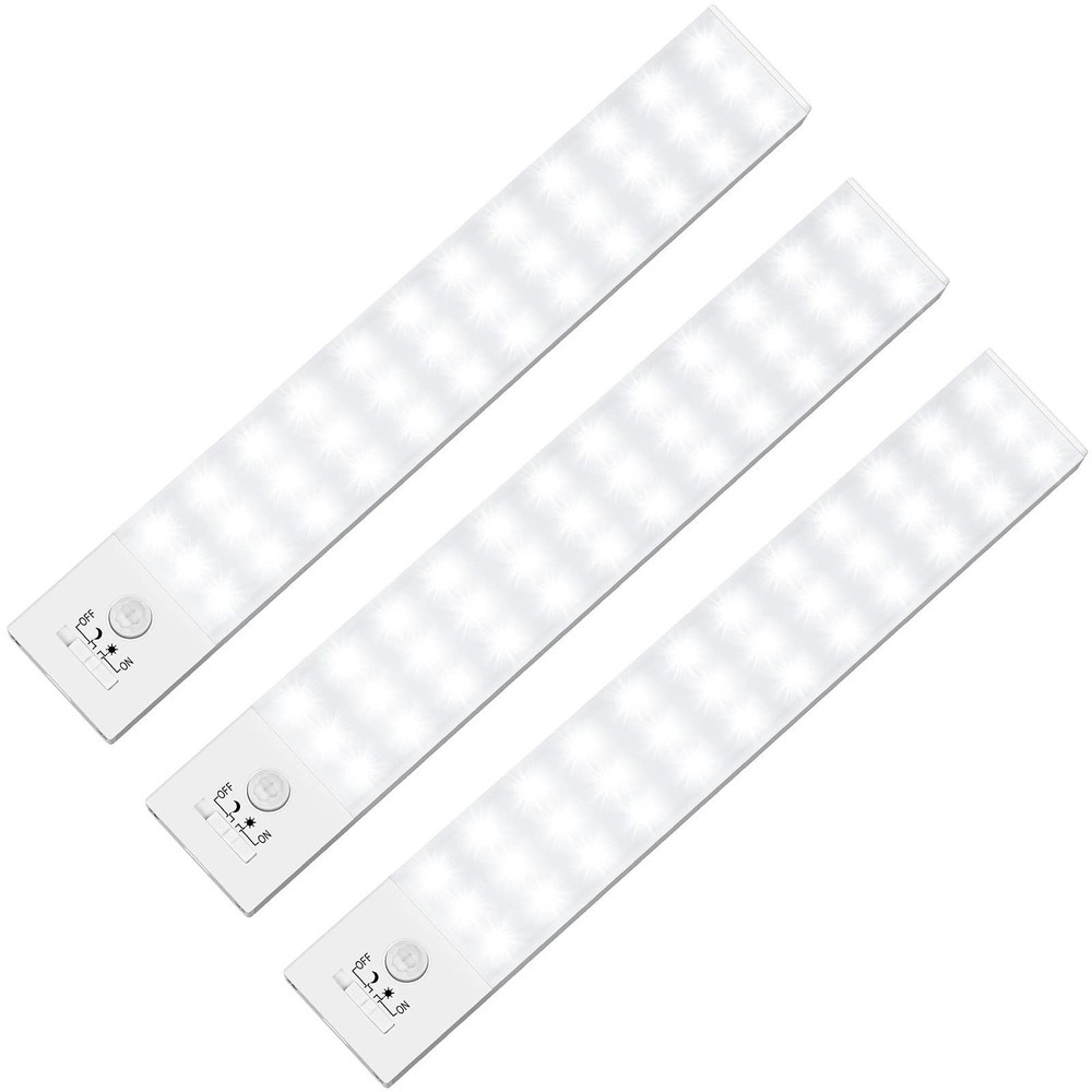 Under Cabinet Lights 3-Pack, Wireless Motion Sensor Lighting with 36 LEDs, 3 ...