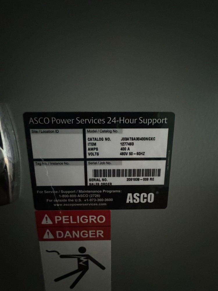 ASCO 400A 480V Automatic Transfer Switch