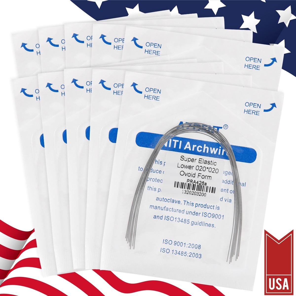 AZDENT Dental Ortho Braces Super Elastic Niti Ovoid Form Rectangular Arch Wires