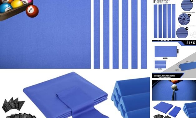 8ft Pool Table Replacement Kit, Pool Table Bumpers (Set of 6) BULE WITH CLOTH