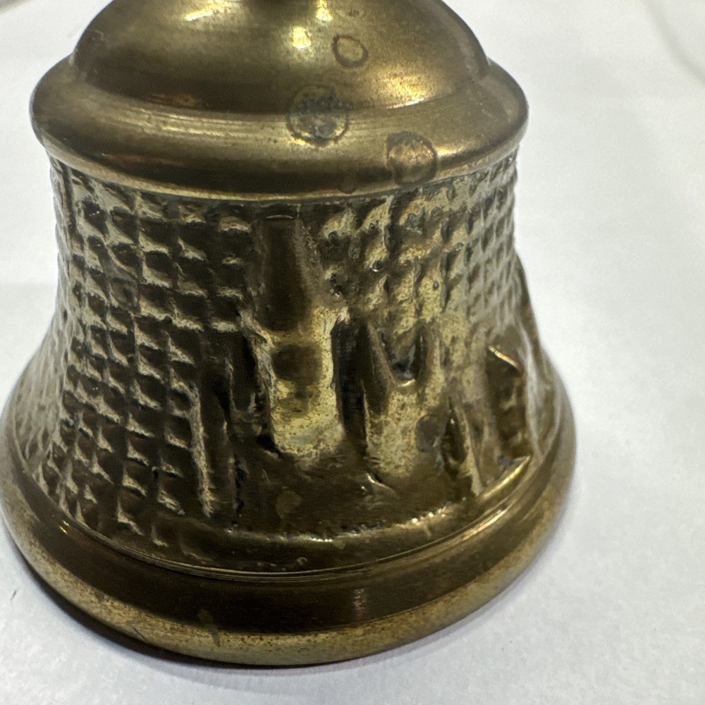 Antique Solid Brass Bell School Dinner Christmas 3.75”