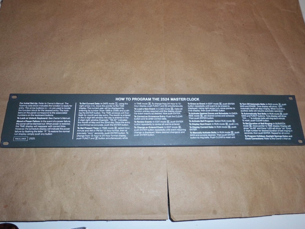 RAULAND MODEL 2524 MASTER CLOCK WORKING