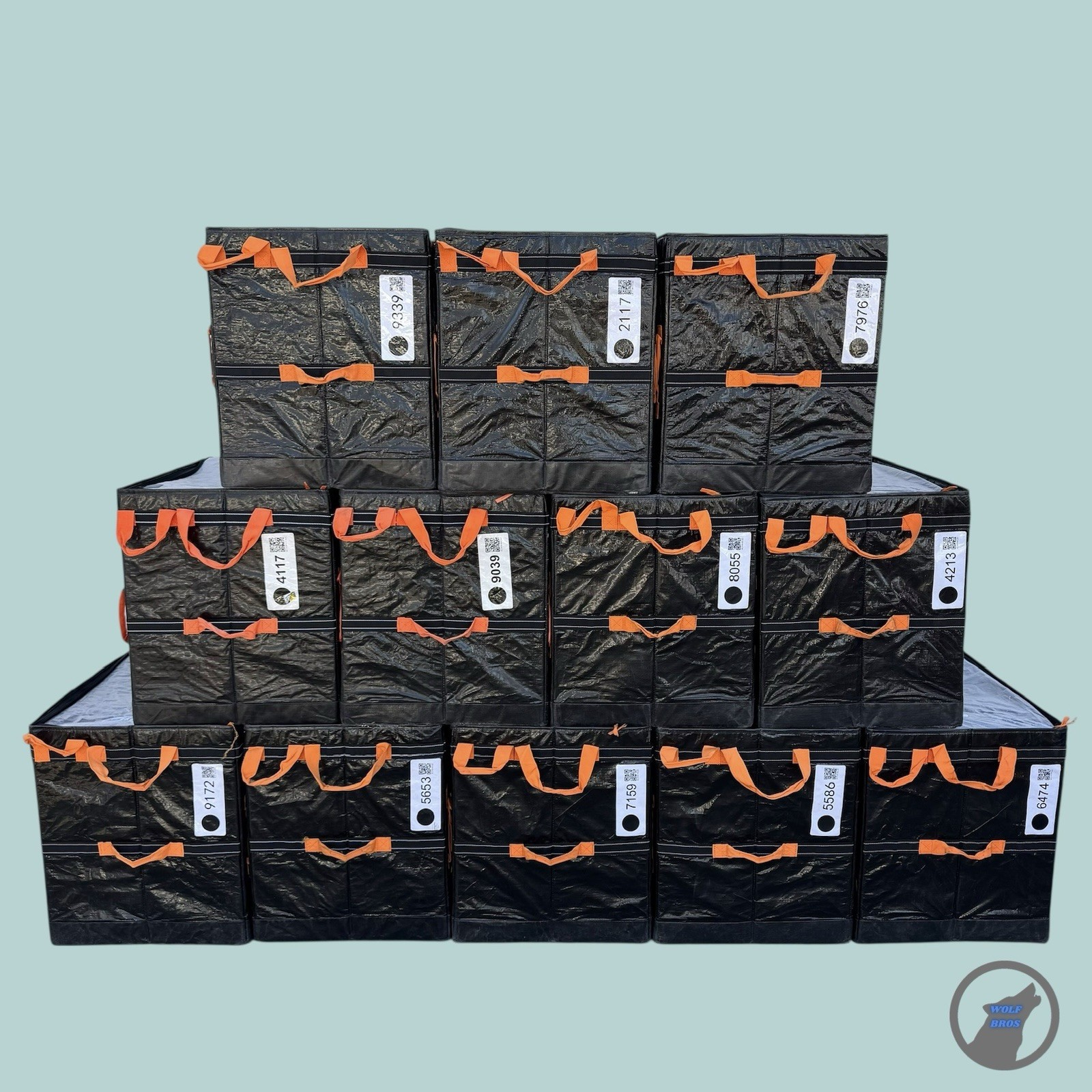 (12) AMAZON COURIER LARGE DELIVERY STORAGE BAGS 28x24x20 BLACK LOT OF 12 TOTES