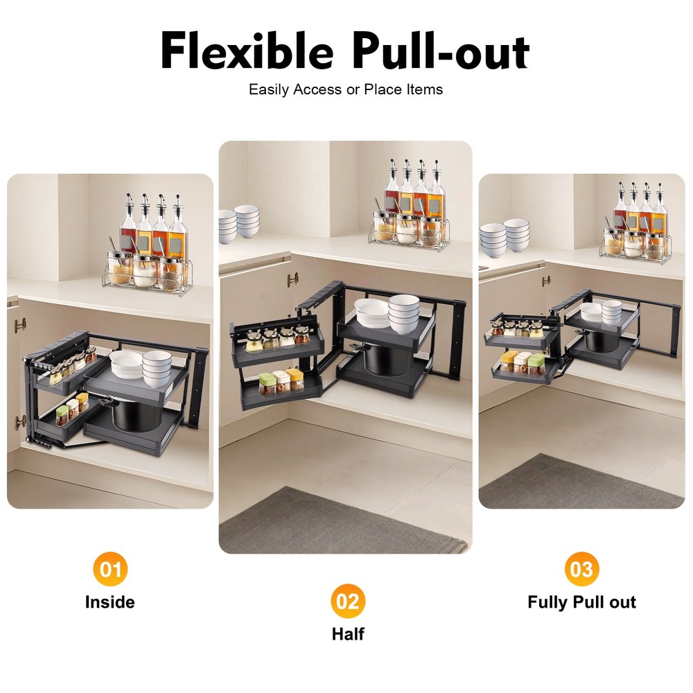 Blind Corner Cabinet Pull Out for 14" Organizer Kitchen Corner Cabinet Pull Out