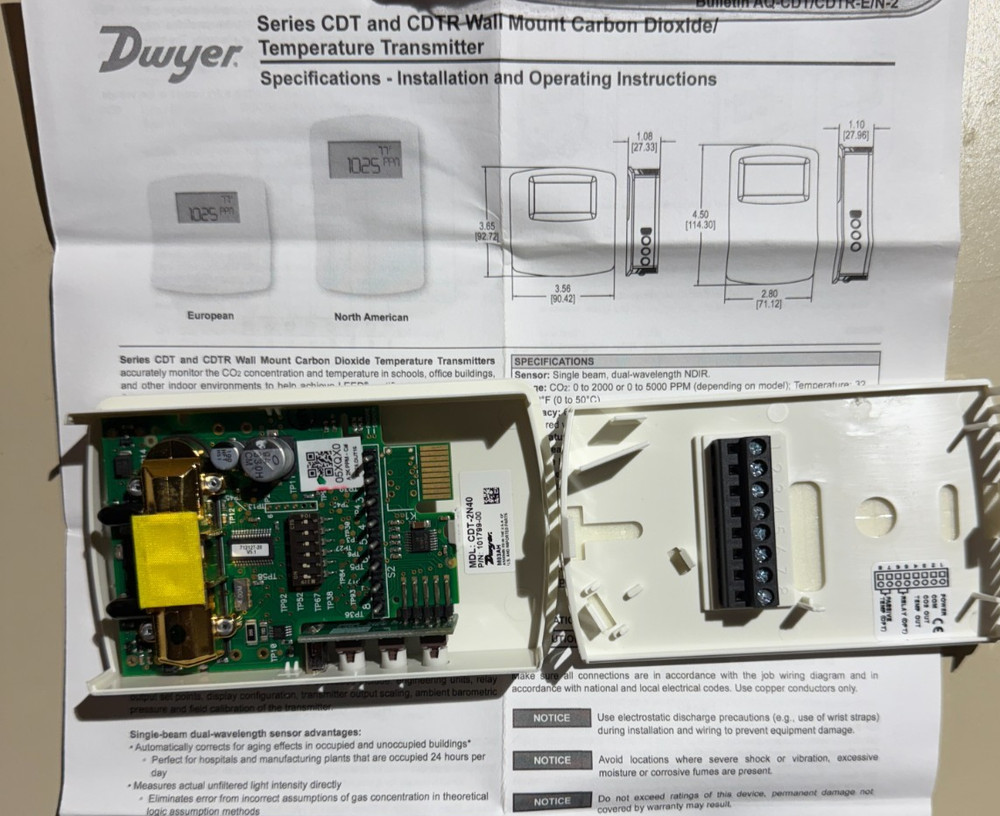 DAIKIN 910274505 Dwyer CDT-2N40 Carbon Dioxide CO2 Sensor