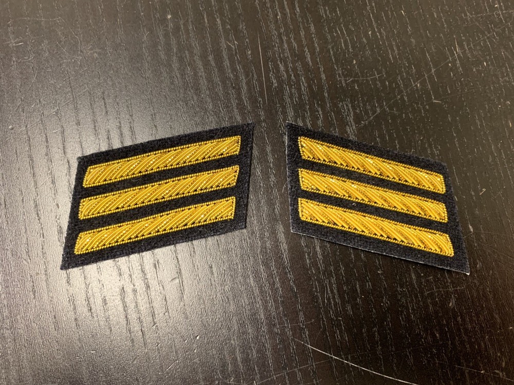 CSA Gold Embroidered Captains Bars - DARK BLUE Background Pair - NEW