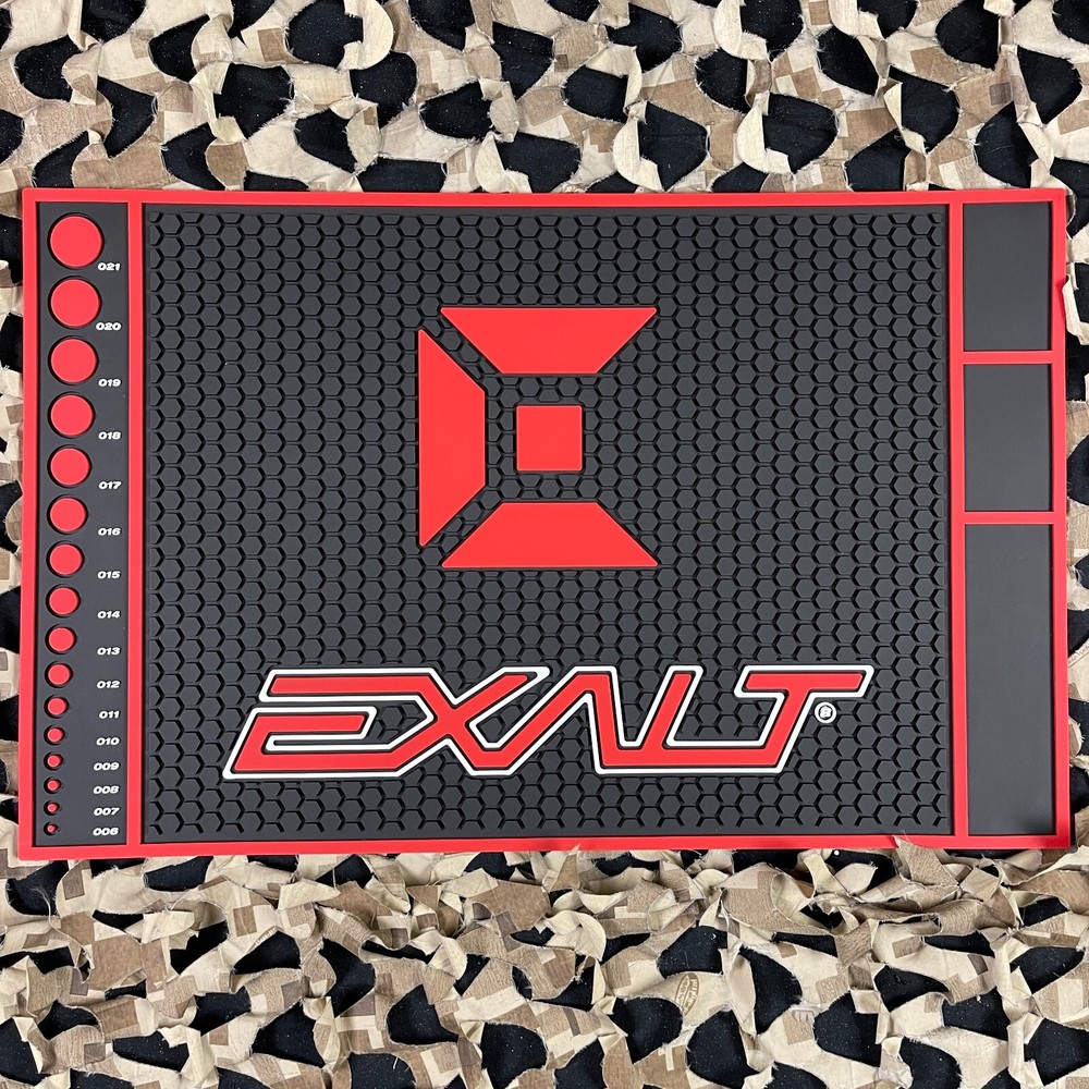 New Exalt HD Rubber Paintball Tech Mat - Black/Red