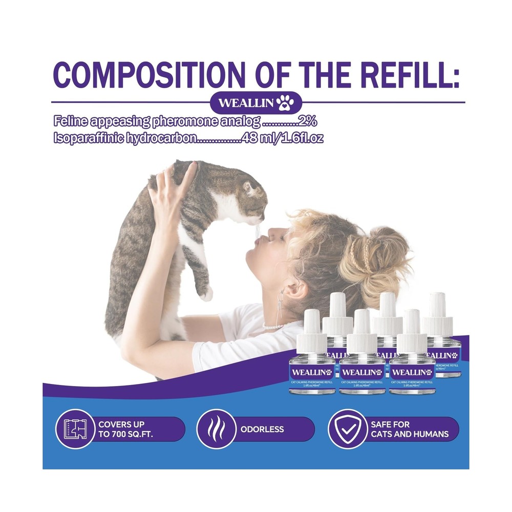 6 Pack Cat Calming Diffuser Refills - Cat Pheromones Calming Diffuser Refill ...