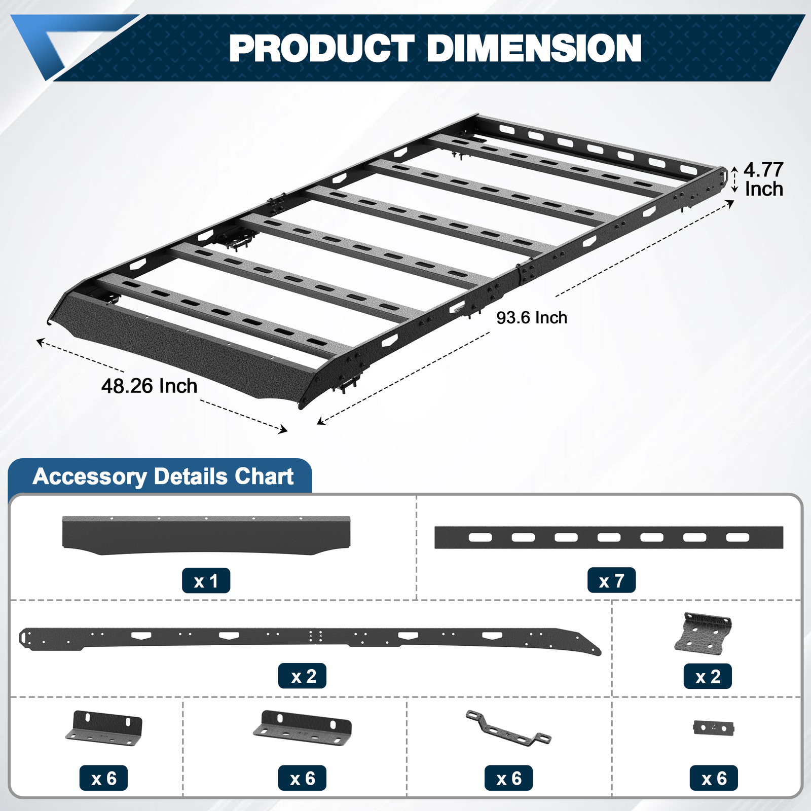 For 2010-2024 Toyota 4Runner 5th Gen Full Size Roof Rack Cargo Basket Cargo Rack