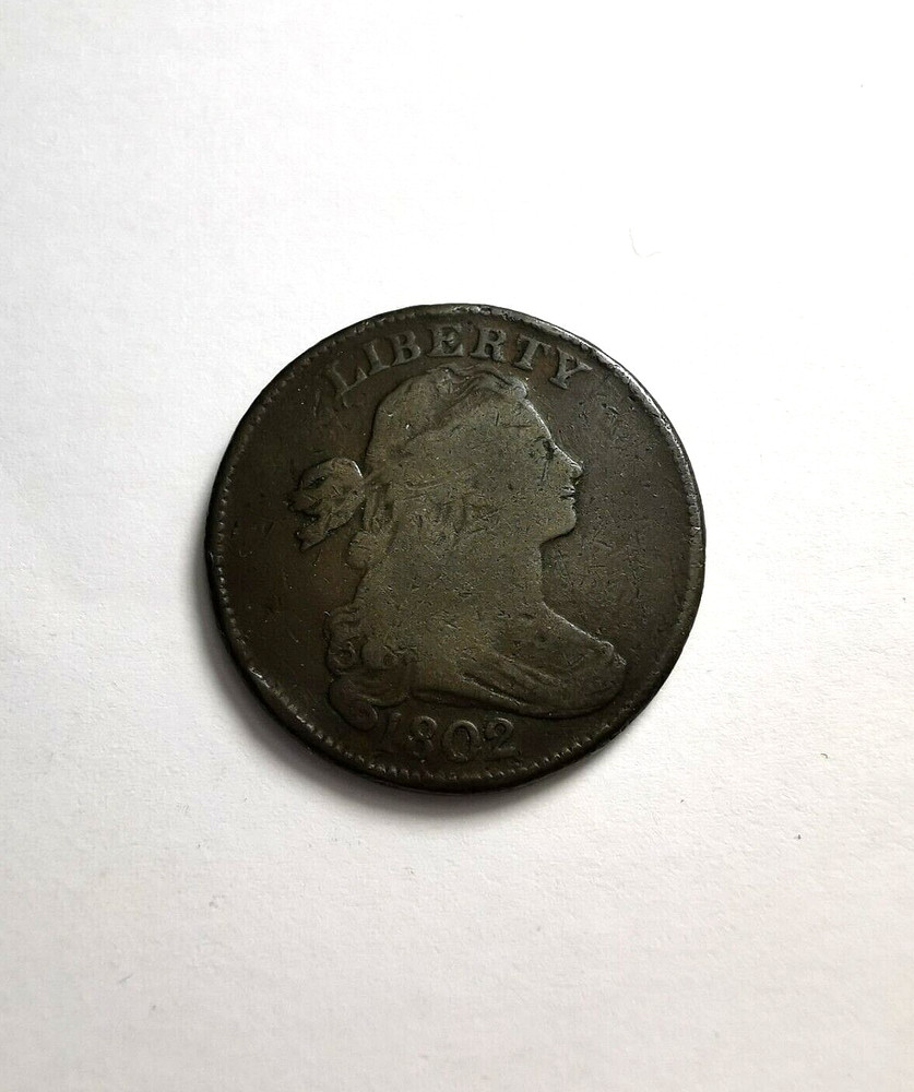 1802 US Draped Bust Large Cent Coin S-236