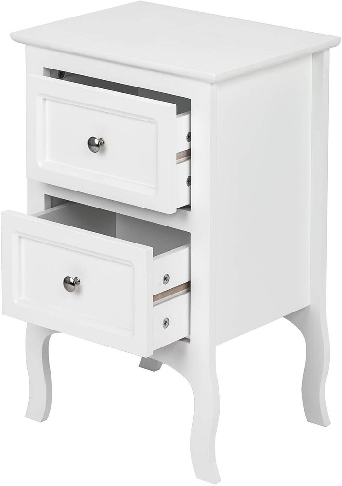 2Pcs Nightstand End Table with 2-Drawer Wood Simple Modern Sofa Couch Side Table
