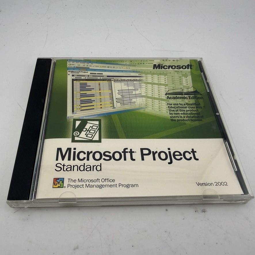 Vintage Microsoft Project 2002 Academic With Product CD Key