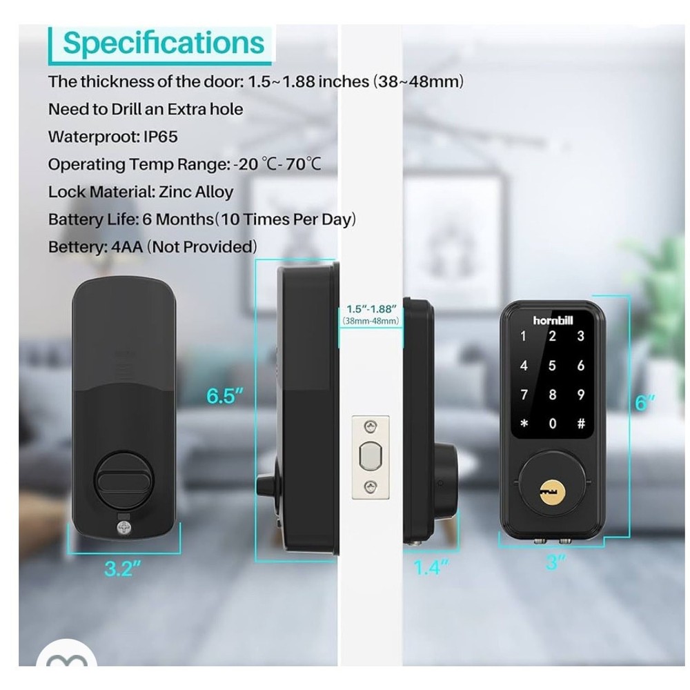 Smart Lock Keyless Entry Deadbolt Door Lock, Digital Bluetooth Lock w/Keypad&APP