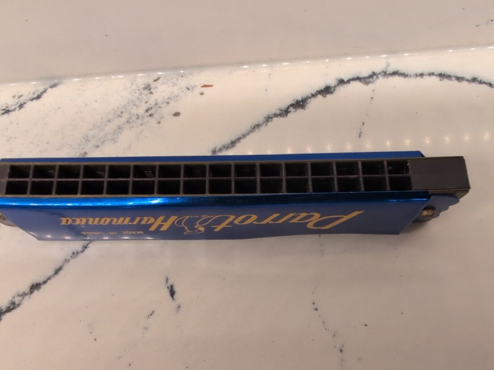 Vintage Blue PARROT 16-Hole Harmonica