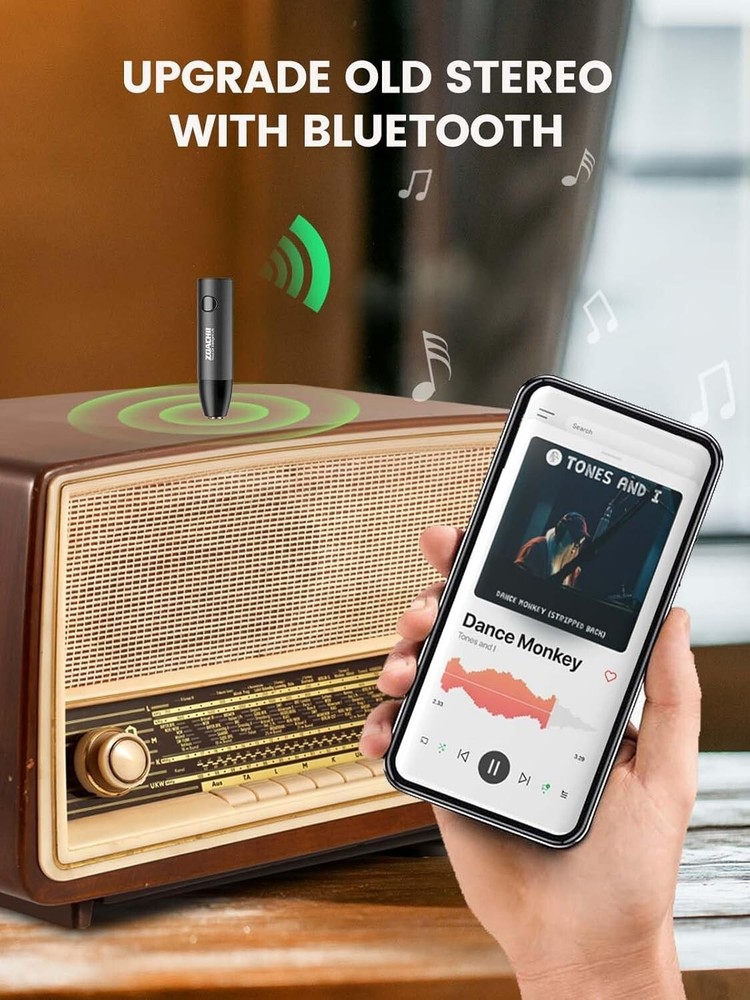 Adaptador Auxiliar Bluetooth para Coche Receptor de Audio Inalámbrico Bluetooth.