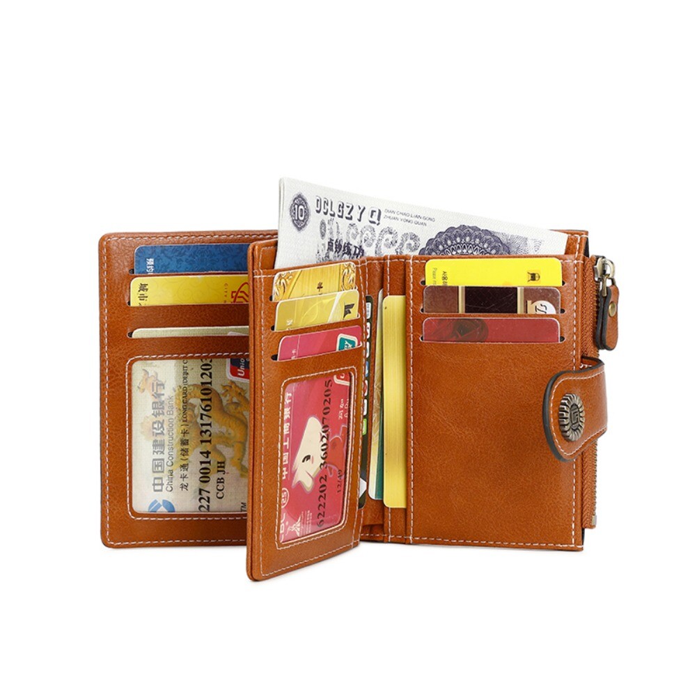 Women Small Leather RFID Blocking Wallet Mini Bifold Purse