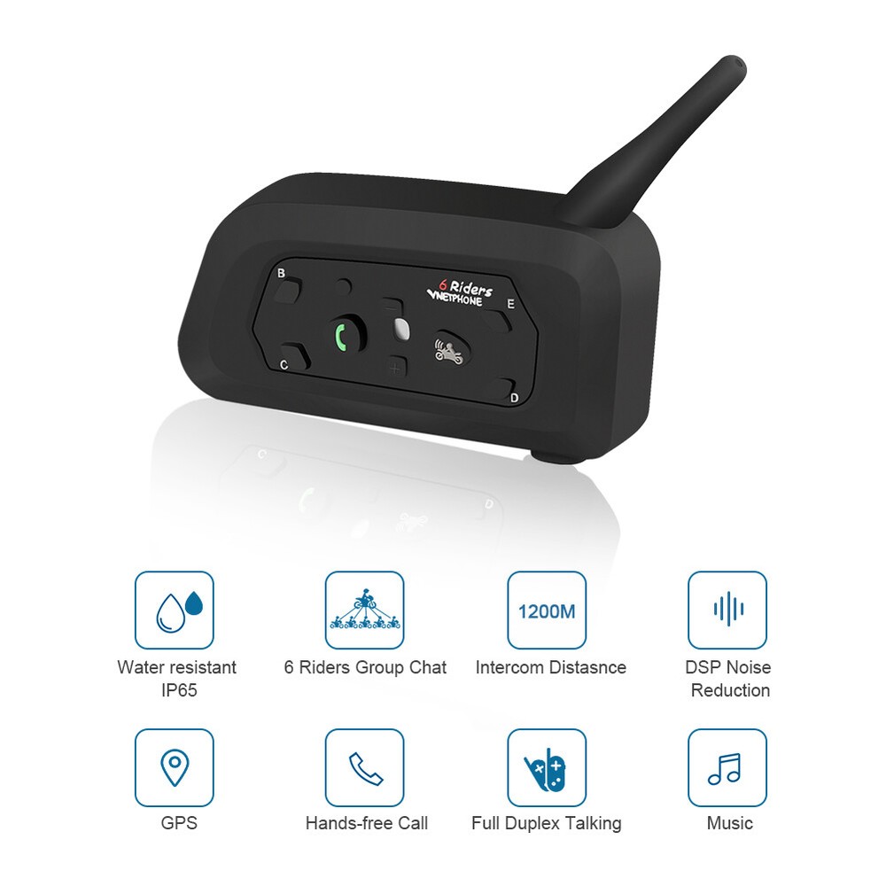 Motorcycle Helmet Bluetooth Intercom Interphone Headset Moto Intercomunicador V6