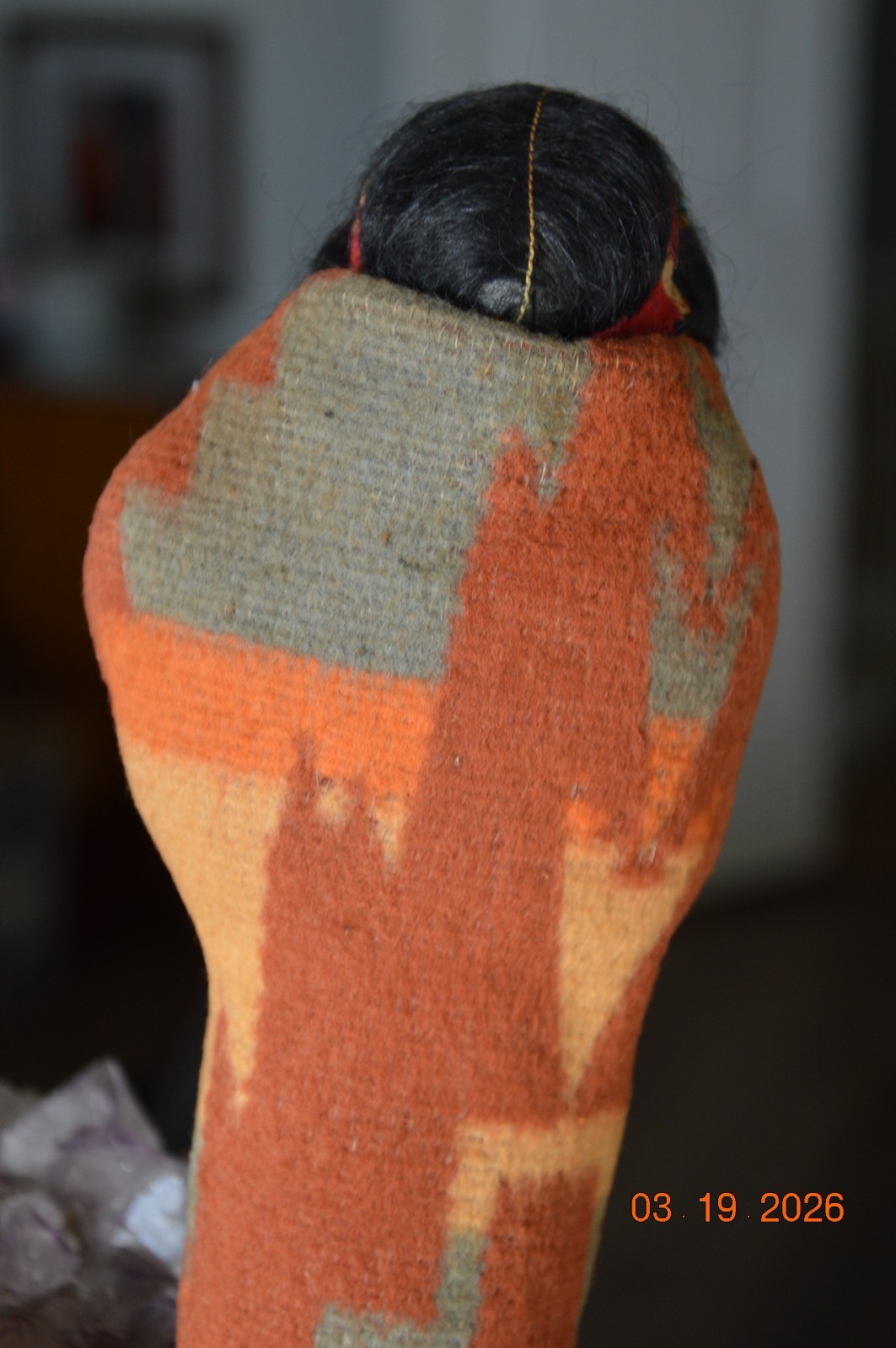 10" c.1915 Antique Original Doll Mary Francis Woods Crepe Face Blk Pin Eyes