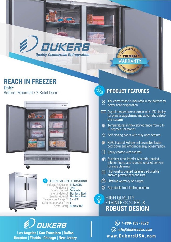 DUKERS D55F, Bottom Mount 2-Door FREEZER