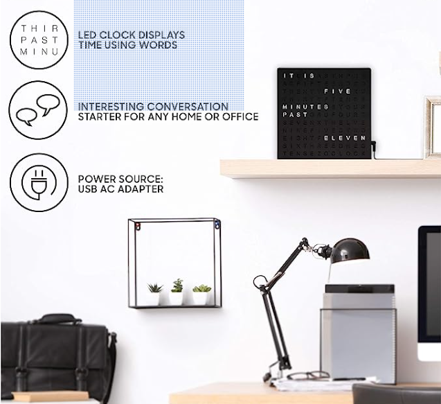 FANTASTIC LED WORD CLOCK WITH BLACK FINISH