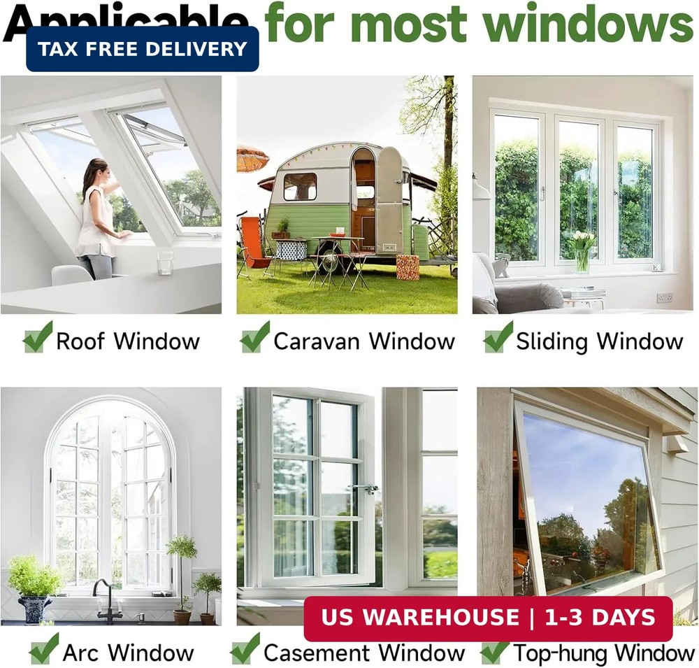 Window Screen Adjustable Magnetic Window Screen Replacement Max 47 x51 DIY Fiber