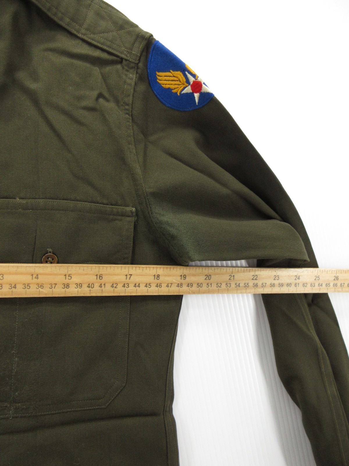 VTG WWII US Army Shirt Small Green Air Force USAAF Uniform Military Wool 1940s *