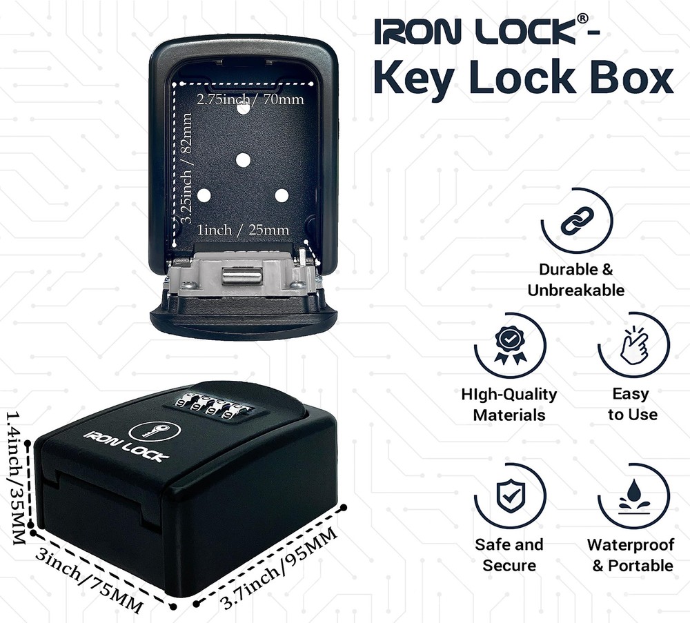 ® - Wall Mount Key Lock Box with 4-Digit Combination, Resettable Code, A B Sw...