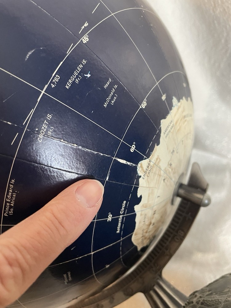 Replogle Globemaster 12” Diameter World Globe Embossed Metal Base Dark Blue