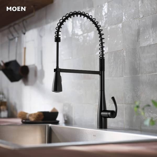 MOEN 87814BL Pre-Rinse Spring Pulldown Sprayer Kitchen Faucet Matte Black