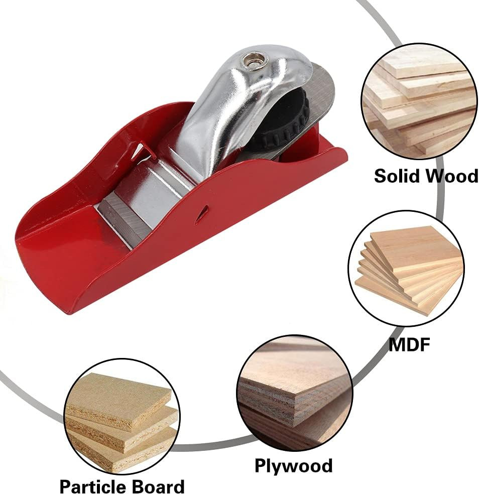 Mini Hand Planer 3-1/2 Inch Red Adjustable, Used for Wood Craft Processing, Carv