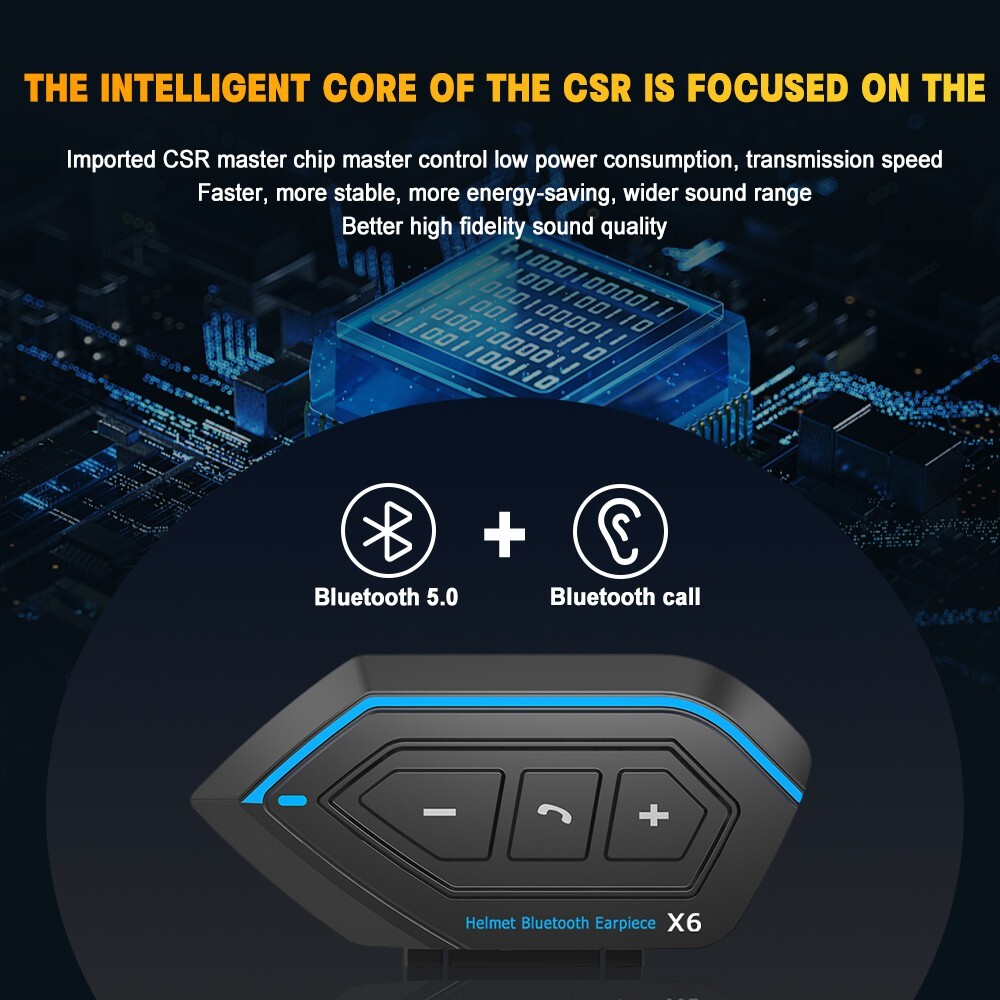 Motorcycle Helmet Intercom Speaker Bluetooth Headset & mic Waterproof Hands-Free