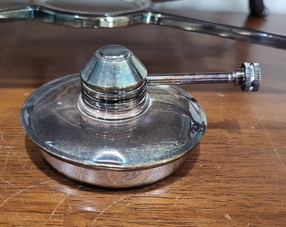 Vintage Silver Plated Casserole Chaffing Dish Server Pyrex Insert Sterno Heater