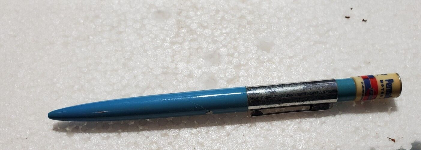 Vintage RITEPOINT PEN PERMALUBE AMERICAN MOTOR OIL Pen GAS ADVERTISING Topper