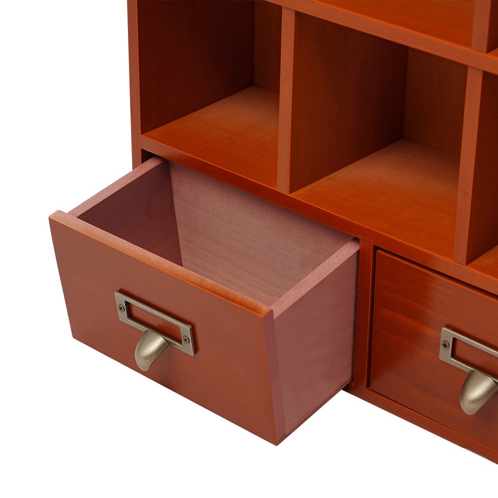 9-Cube 2 Drawers Pine Storage Organizer Display Cubby-style Shelf Brown