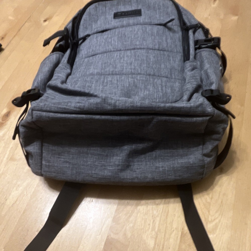 Tzowla Gray Polyester Backpack for 15" Laptop, Padded, USB Port, Solid Pattern