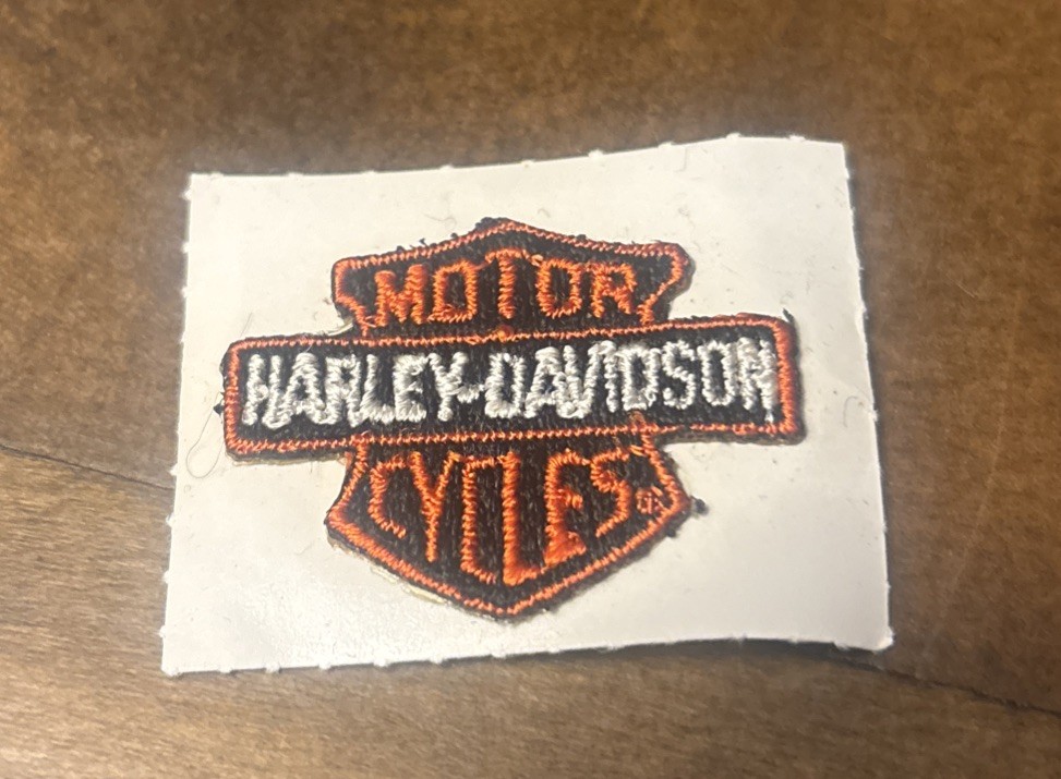 Vintage Harley-Davidson Patch Emblem Orange, Black & White Bar & Shield NOS