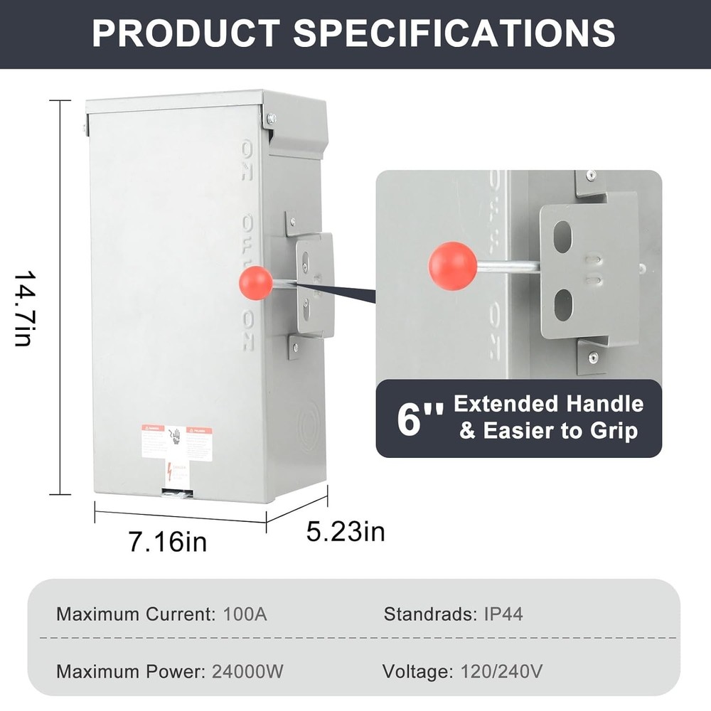 Generator Transfer Switch 100A, Manual Transfer Switch for Home Generator, He...