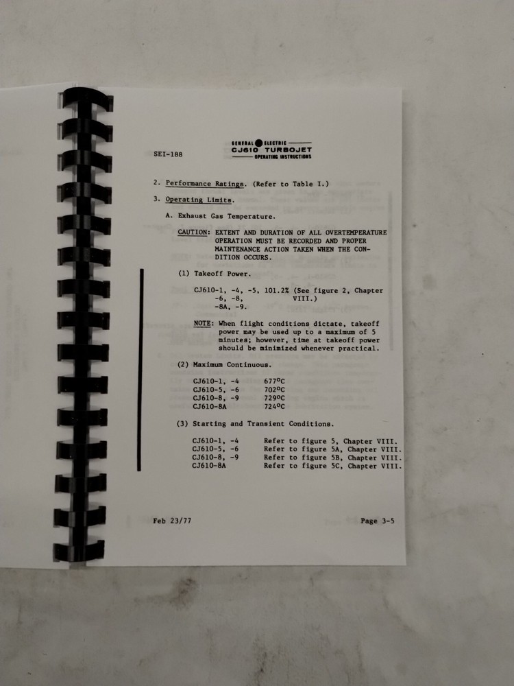 General Electric CJ610 Turbojet Engines Operating Instructions-Copy