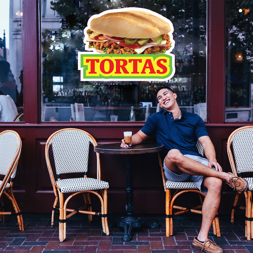 Food Truck Decals Tortas Style A Restaurant & Food Concession Sign Brown